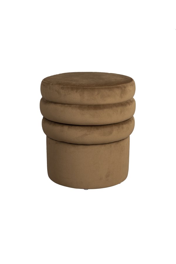 DUTCHBONE Aditi Pouf, rund – braunes Polyester (40)
