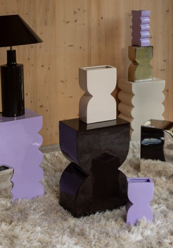 ZUIVER Curves krakk, rektangulr - blank lilla aluminium (21x30)