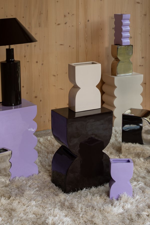 ZUIVER Curves krakk, rektangulr - blank lilla aluminium (21x30)