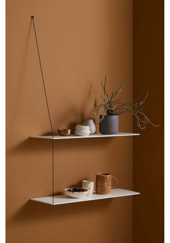 WOUD Stedge tilleggshylle - hvit eik og metall (60 cm)