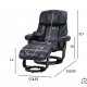 Crown recliner stol - sort lder, inkl. fodskammel