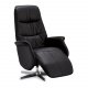 Delta Relaxsessel, mit Armlehnen und Drehfunktion - schwarzes Leder mit Chrombeinen