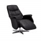 Delta Relaxsessel, mit Armlehnen und Drehfunktion - schwarzes Leder mit Chrombeinen
