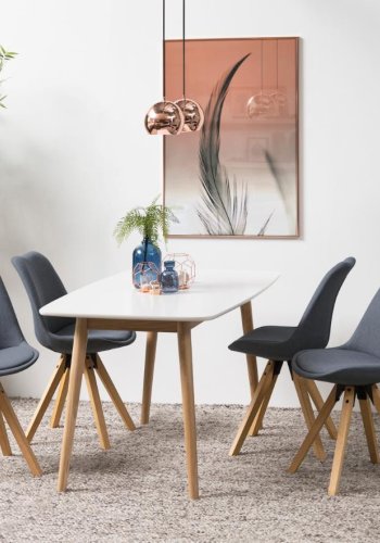 ACT NORDIC Dima Esszimmerstuhl - dunkelgrauer Stoff und Naturkautschukholz