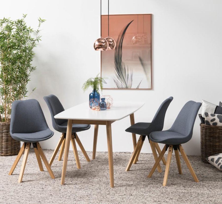 ACT NORDIC Dima Esszimmerstuhl - dunkelgrauer Stoff und Naturkautschukholz