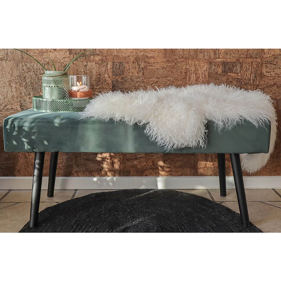 HOUSE NORDIC Skiby benk - grnn velur/svart metall