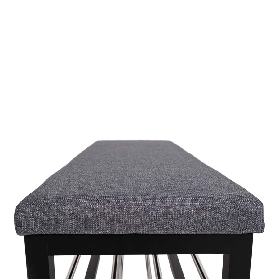 HOUSE NORDIC Padova benk, med pute og 2 hyller - gr polyester, svart tre og stl