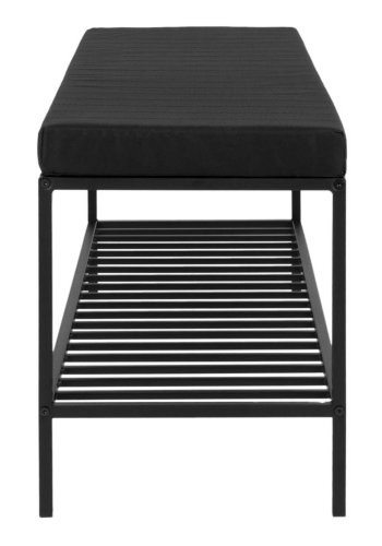 HOUSE NORDIC Vita benk, m. hylle - polyester og sort stl (100x36)