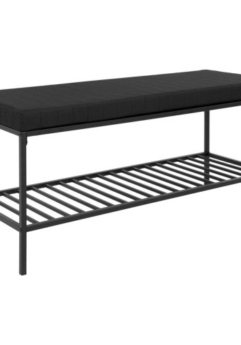 HOUSE NORDIC Vita benk, m. hylle - polyester og sort stl (100x36)