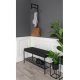 HOUSE NORDIC Vita benk, m. hylle - polyester og sort stl (100x36)