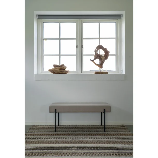 Swindon b�nk, rektangul�r - stone gr� polyester stof og sort metal (100x36)