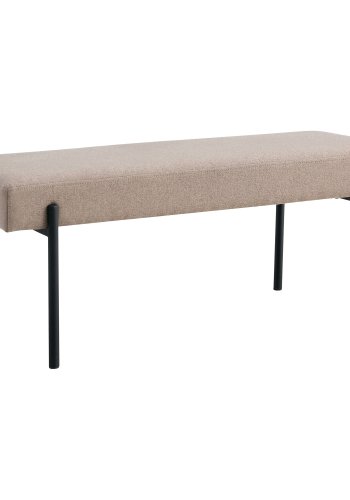 HOUSE NORDIC Swindon benk, rektangulr - steingr polyesterstoff og svart metall (100x36)