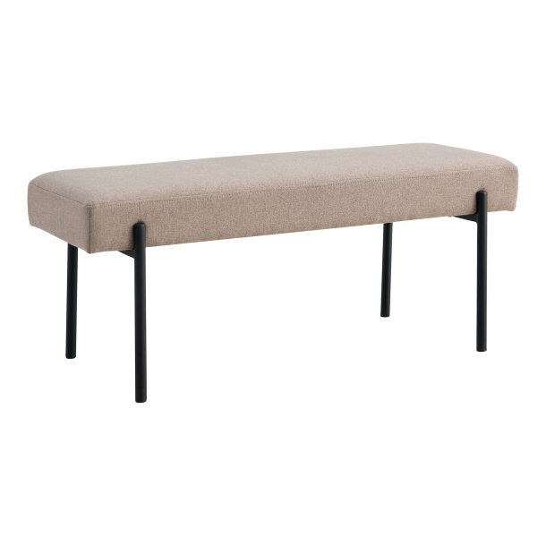 Swindon b�nk, rektangul�r - stone gr� polyester stof og sort metal (100x36)