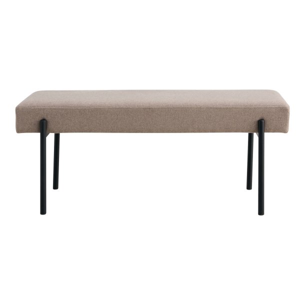 Swindon b�nk, rektangul�r - stone gr� polyester stof og sort metal (100x36)