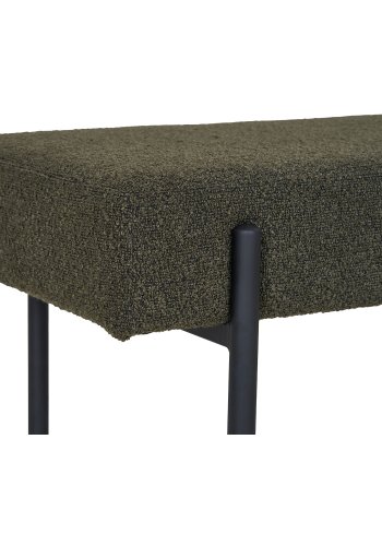 HOUSE NORDIC Swindon benk, rektangulr - mrkegrnn bouclé polyesterstoff og svart stl (100x36)