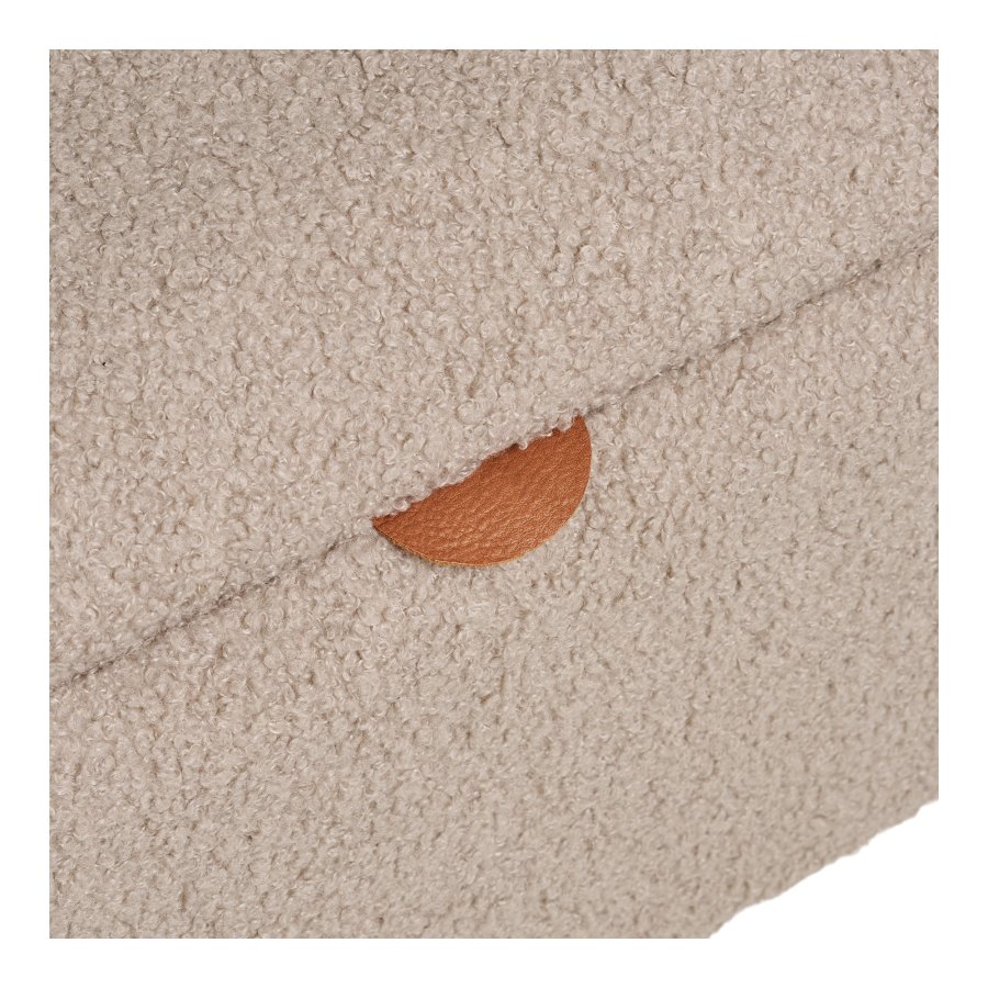HOUSE NORDIC Harlow b&auml;nk, med f&ouml;rvaring - beige boucl&eacute; polyester och naturtr&auml; (95x37)