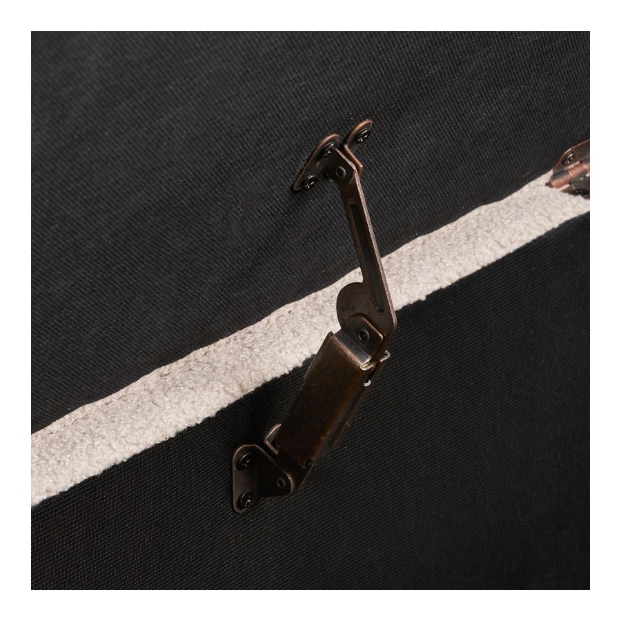 HOUSE NORDIC Harlow b&auml;nk, med f&ouml;rvaring - beige boucl&eacute; polyester och naturtr&auml; (95x37)