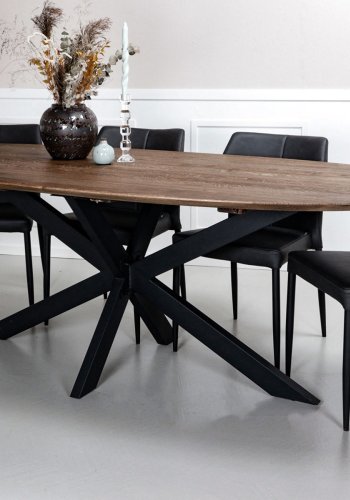 HOUSE OF SANDER Runa spisestuestol - sort PU-skinn og sorte ben