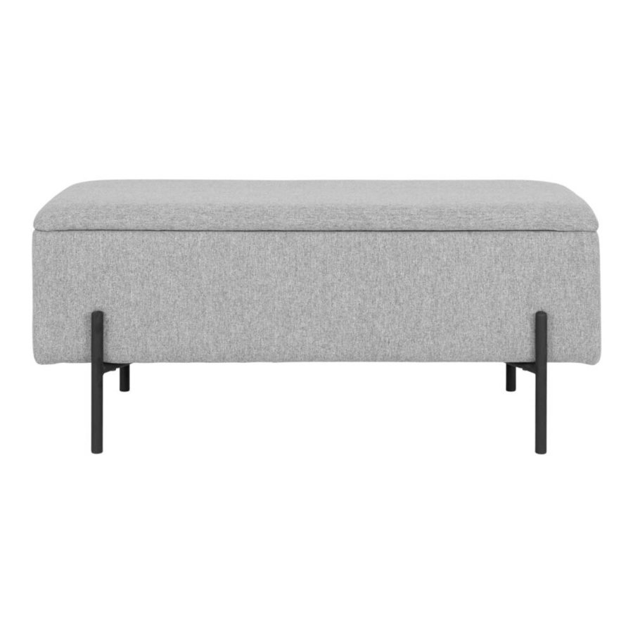 HOUSE NORDIC Watford benk, m. oppbevaring - lys gr polyester og metall (95x37)
