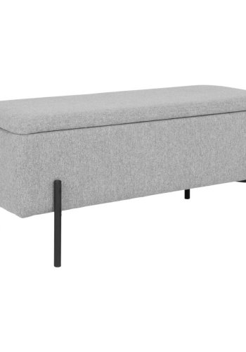 HOUSE NORDIC Watford benk, m. oppbevaring - lys gr polyester og metall (95x37)