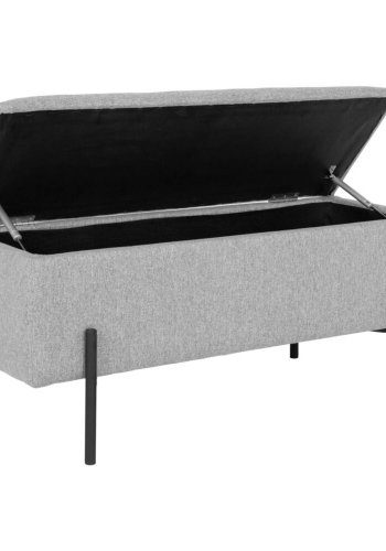 HOUSE NORDIC Watford benk, m. oppbevaring - lys gr polyester og metall (95x37)