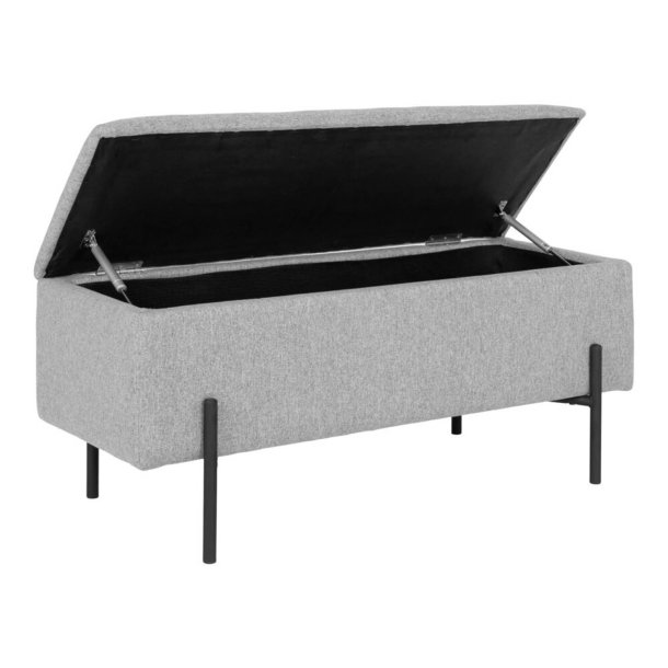 HOUSE NORDIC Watford b�nk, m. opbevaring - lysegr� polyester og metal (95x37) - House Nordic