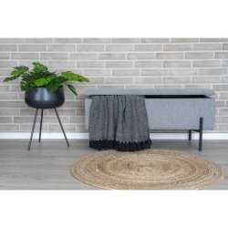 HOUSE NORDIC Watford b�nk, m. opbevaring - lysegr� polyester og metal (95x37) - House Nordic
