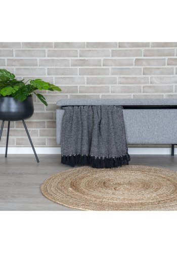 HOUSE NORDIC Watford benk, m. oppbevaring - lys gr polyester og metall (95x37)