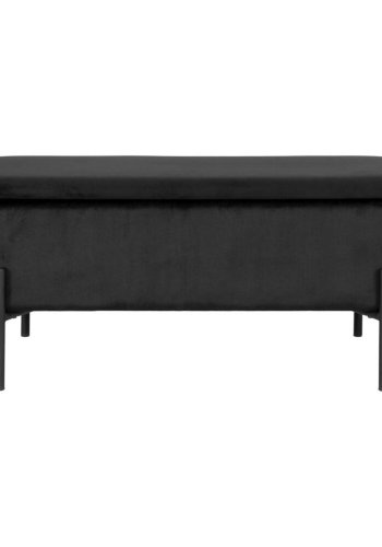 HOUSE NORDIC Watford benk, med oppbevaring - svart polyesterflyel og metall (95x37)