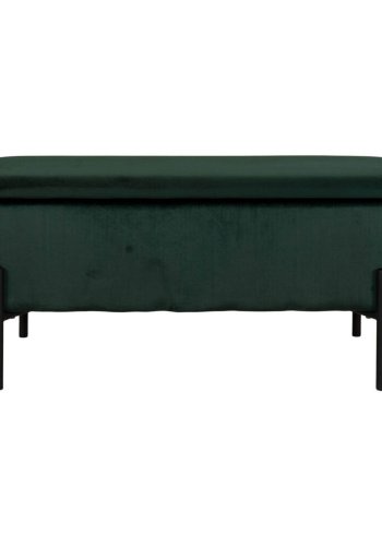 HOUSE NORDIC Watford benk, med oppbevaring - grnn polyesterflyel og metall (95x37)