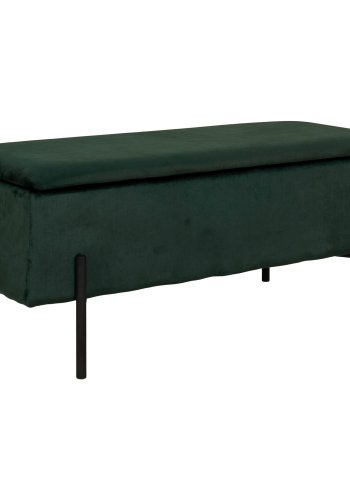 HOUSE NORDIC Watford benk, med oppbevaring - grnn polyesterflyel og metall (95x37)