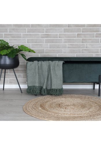 HOUSE NORDIC Watford benk, med oppbevaring - grnn polyesterflyel og metall (95x37)