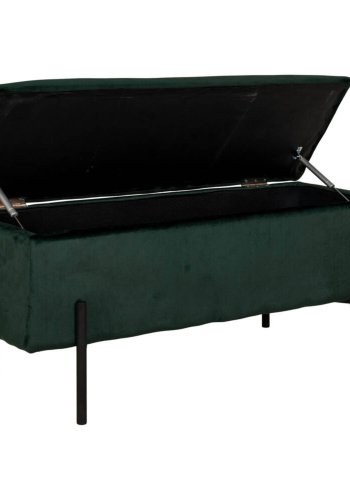 HOUSE NORDIC Watford benk, med oppbevaring - grnn polyesterflyel og metall (95x37)
