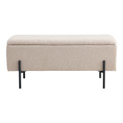 HOUSE NORDIC Watford b�nk, m. opbevaring - beige boucl� polyester stof og sort metal (95x36,5) -  House Nordic