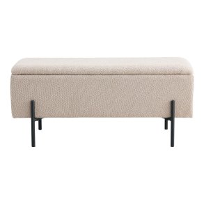 HOUSE NORDIC Watford b�nk, m. opbevaring - beige boucl� polyester stof og sort metal (95x36,5) -  House Nordic
