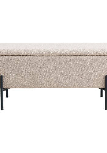 HOUSE NORDIC Watford benk, m. oppbevaring - beige boucl polyesterstoff og svart metall (95x36,5)