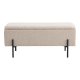 HOUSE NORDIC Watford benk, m. oppbevaring - beige boucl polyesterstoff og svart metall (95x36,5)