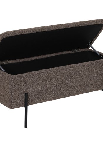 HOUSE NORDIC Watford b&auml;nk, med f&ouml;rvaring - brunt boucl&eacute;tyg och svart metall (95x36,5)