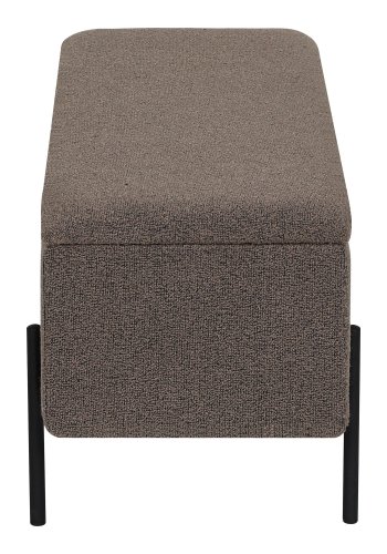 HOUSE NORDIC Watford b&auml;nk, med f&ouml;rvaring - brunt boucl&eacute;tyg och svart metall (95x36,5)