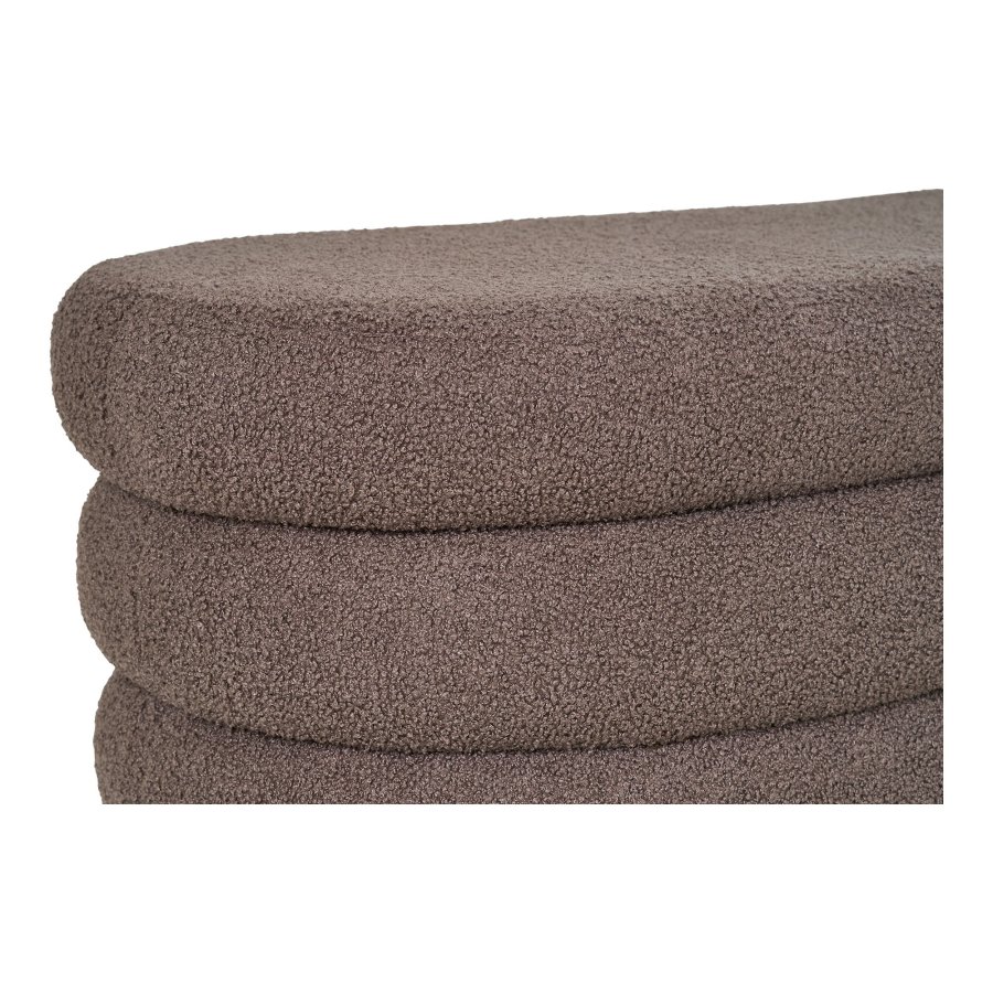 HOUSE NORDIC Dartford benk, med oppbevaring, oval - brunt bouclé polyesterstoff (103x45)