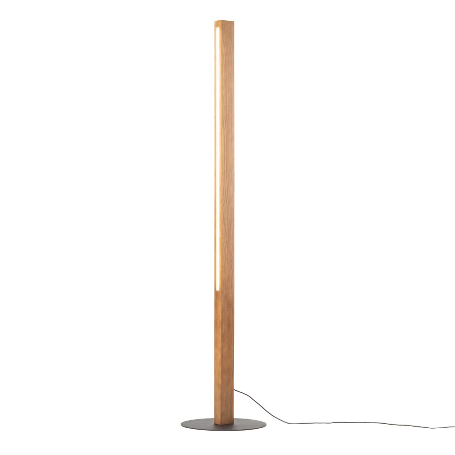 TK Teo LED gulvlampe - valnttfarget tre og sort metall