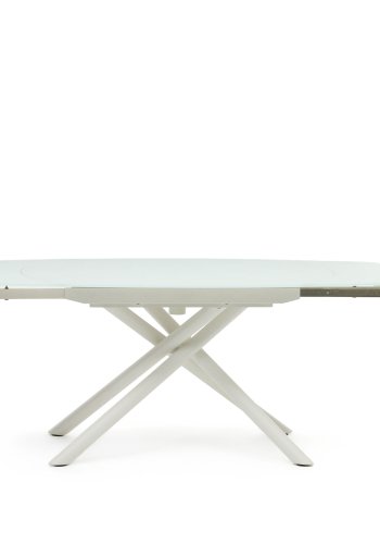 KAVE HOME Yodalia spisebord, med uttrekk - glass, MDF og hvitt stl (130(190)x100) 
