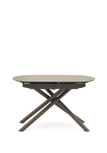 KAVE HOME Yodalia spisebord, med uttrekk - brunt porselen og stl (130(190)x100)
