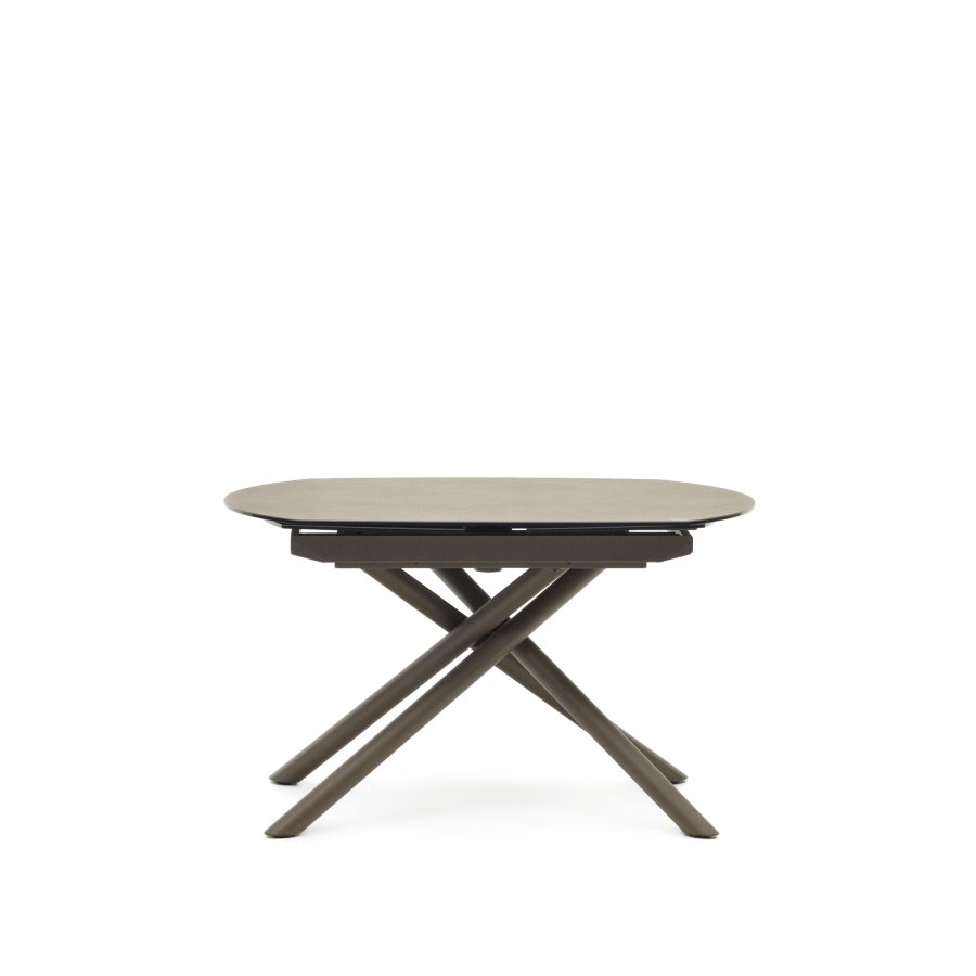 KAVE HOME Yodalia spisebord, med uttrekk - brunt porselen og stl (130(190)x100)