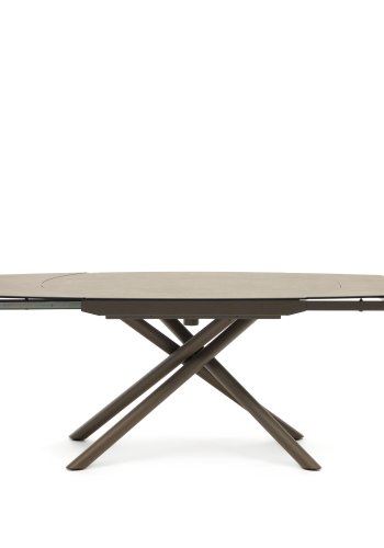 KAVE HOME Yodalia spisebord, med uttrekk - brunt porselen og stl (130(190)x100)
