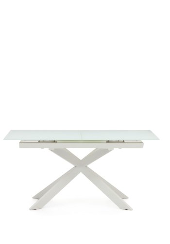 KAVE HOME Vashti spisebord, med uttrekk - glass, MDF og hvitt stl (160(210)x90)