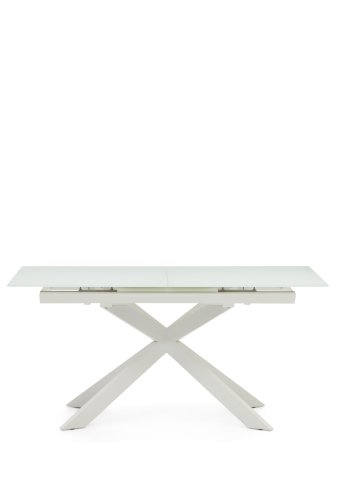 KAVE HOME Vashti spisebord, med uttrekk - glass, MDF og hvitt stl (160(210)x90)