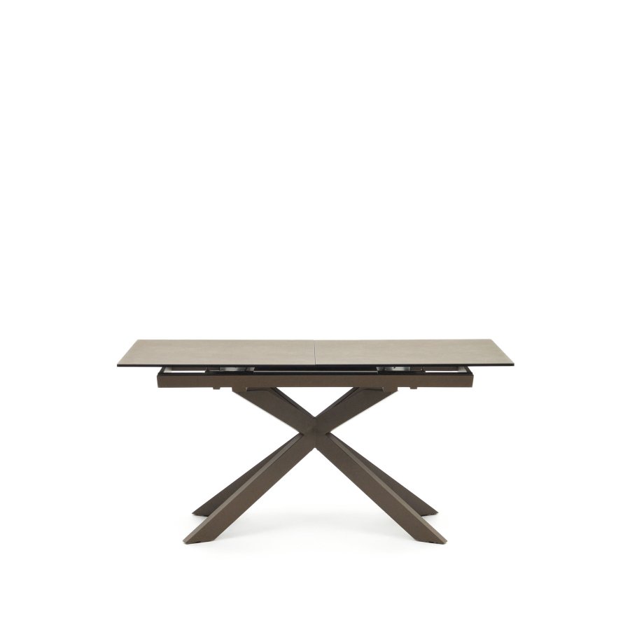 KAVE HOME Atminda spisebord, med uttrekk - brunt porselen og stl (160(210)x90)