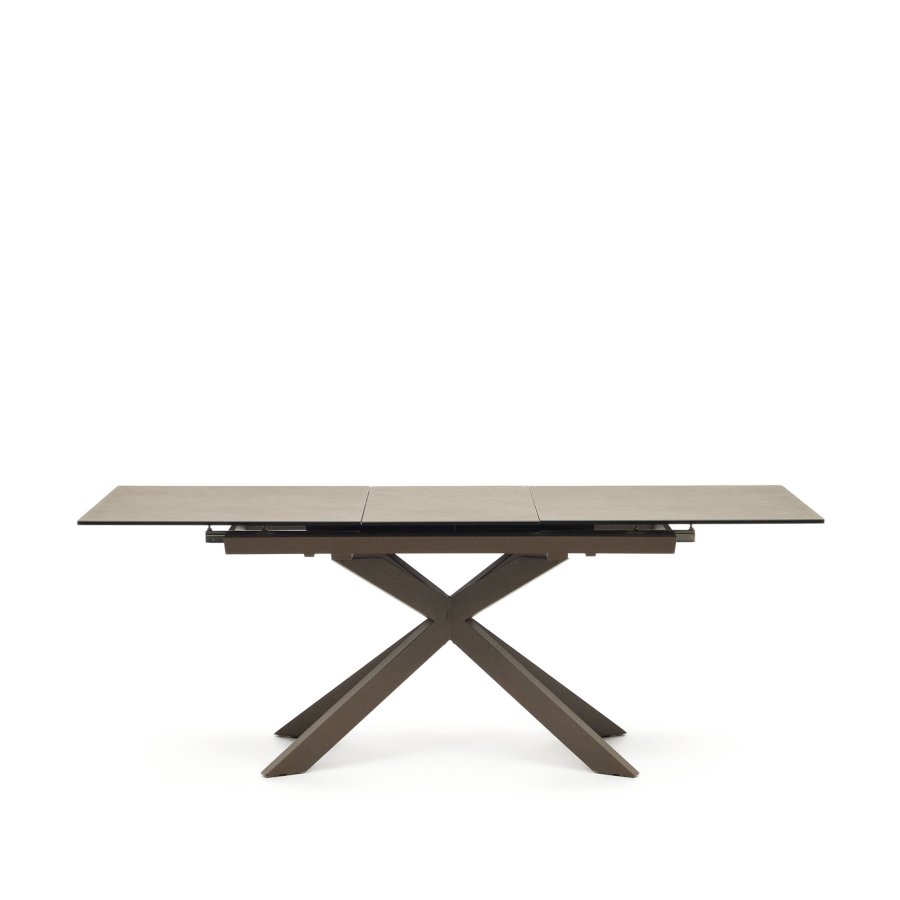 KAVE HOME Atminda spisebord, med uttrekk - brunt porselen og stl (160(210)x90)