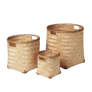 BROSTE COPENHAGEN Kasia kurv, m. hank - natur bambus (st af 3)